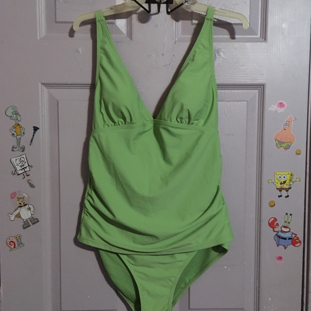 Woman’s Nicole Miller Studio Lime Green Two-Piece Swimsuit